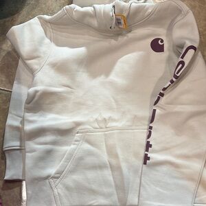 Carhartt White Hoodie with Purple Logo